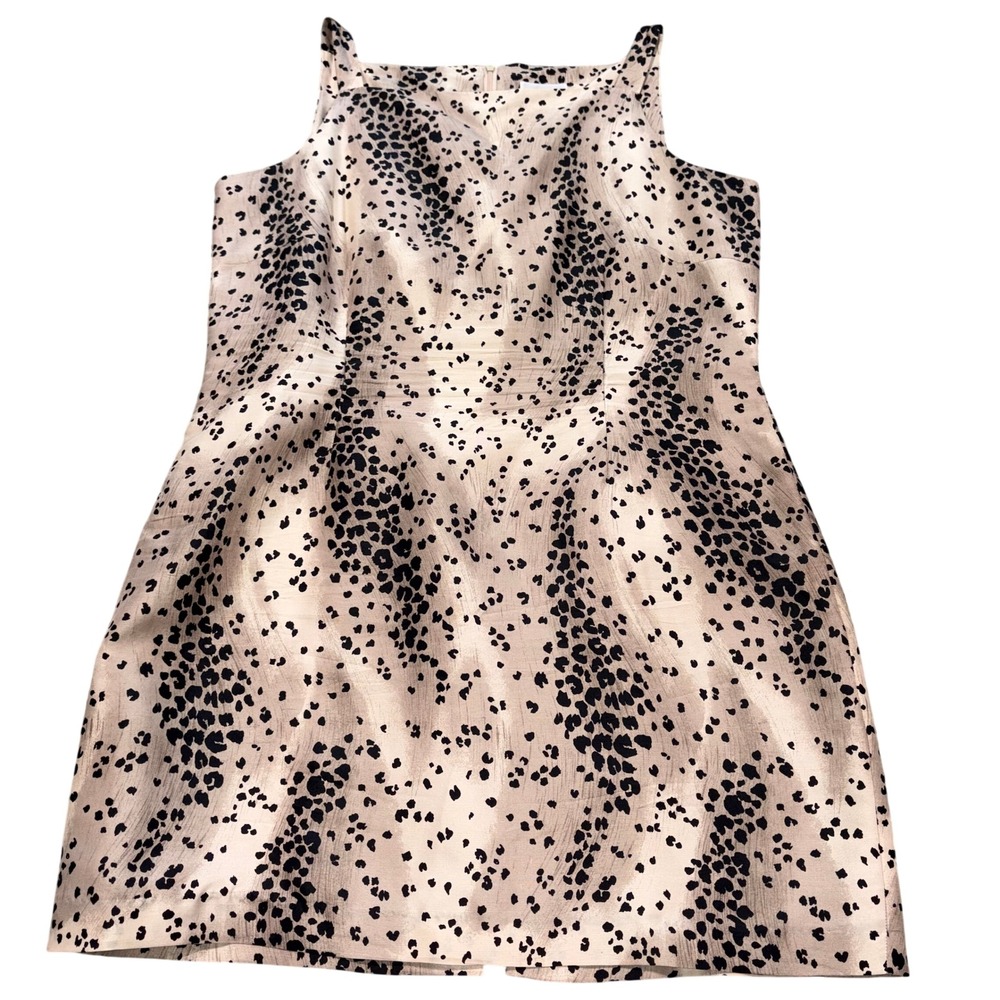Silk Animal Print Sheath Dress Womens 16 Tan Good Robbie Bee